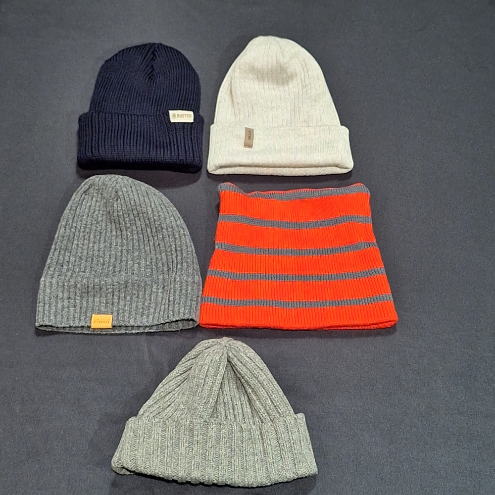 Assorted Ribbed Knit Wool Beanie Bundle - image 1